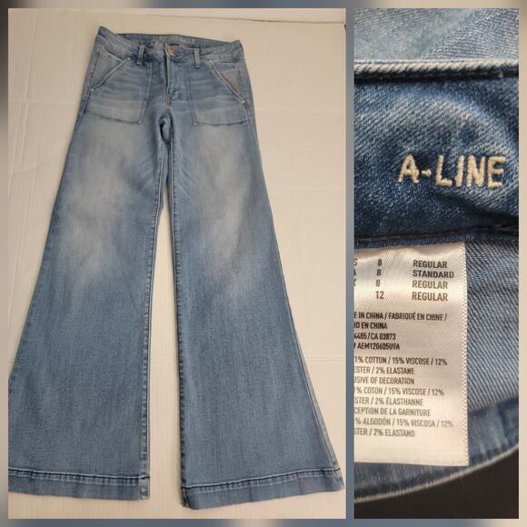 American Eagle Outfitters Denim - American Eagle A-Line Flare Jeans Women’s Sz 8 Wide Leg 70's High Rise Stretch